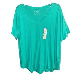 NWT Terra & Sky Green Short Sleeve V-neck Tee Size 1X